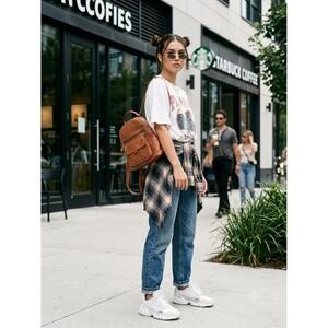 Fossil Vintage Cognac Brown Leather Mini Backpack Crossbody Bag